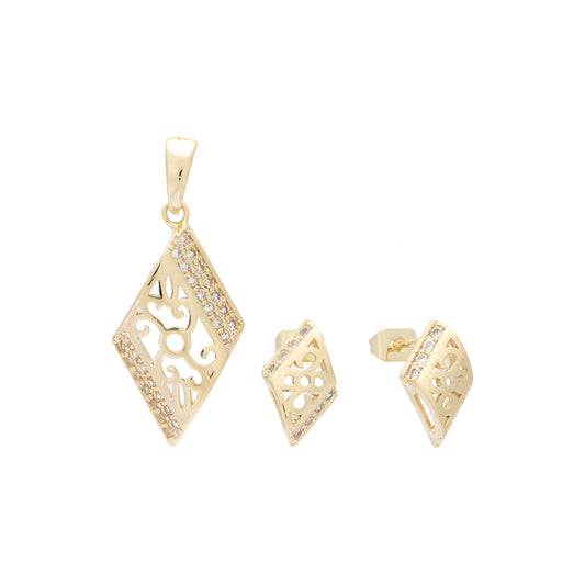 Conjunto de racimo de filigrana de rombos de oro rosa