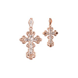 Orthodox Cross pendant in Rose Gold, two tone plating colors