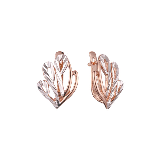 Aretes en Oro 14K, Oro Rosa, baño en dos tonos