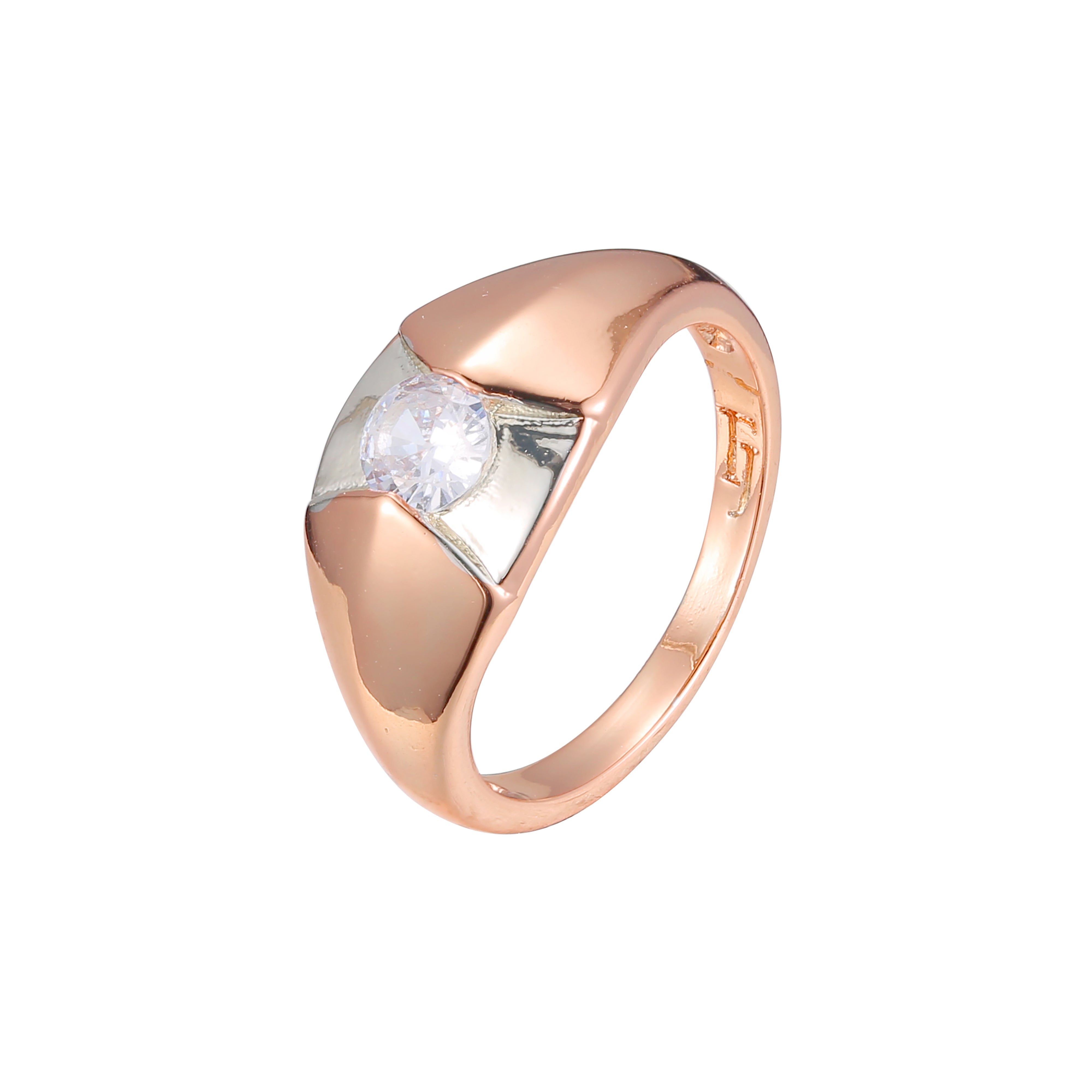 Anillos solitarios de oro rosa de dos tonos