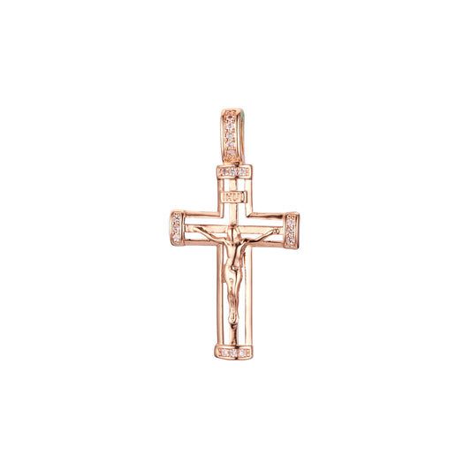 Eastern Orthodox Russian pendant in Rose Gold two tone, 14K Gold