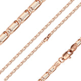 Solid rounded snail link center ripple hammered chains plated in Rose Gold, 14K Gold two tone