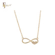 Collar de oro de 14 quilates con circonitas blancas pavimentadas con corazón infinito