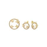 Juego de joyas con colgante de Oro 14K con mariposas en círculo