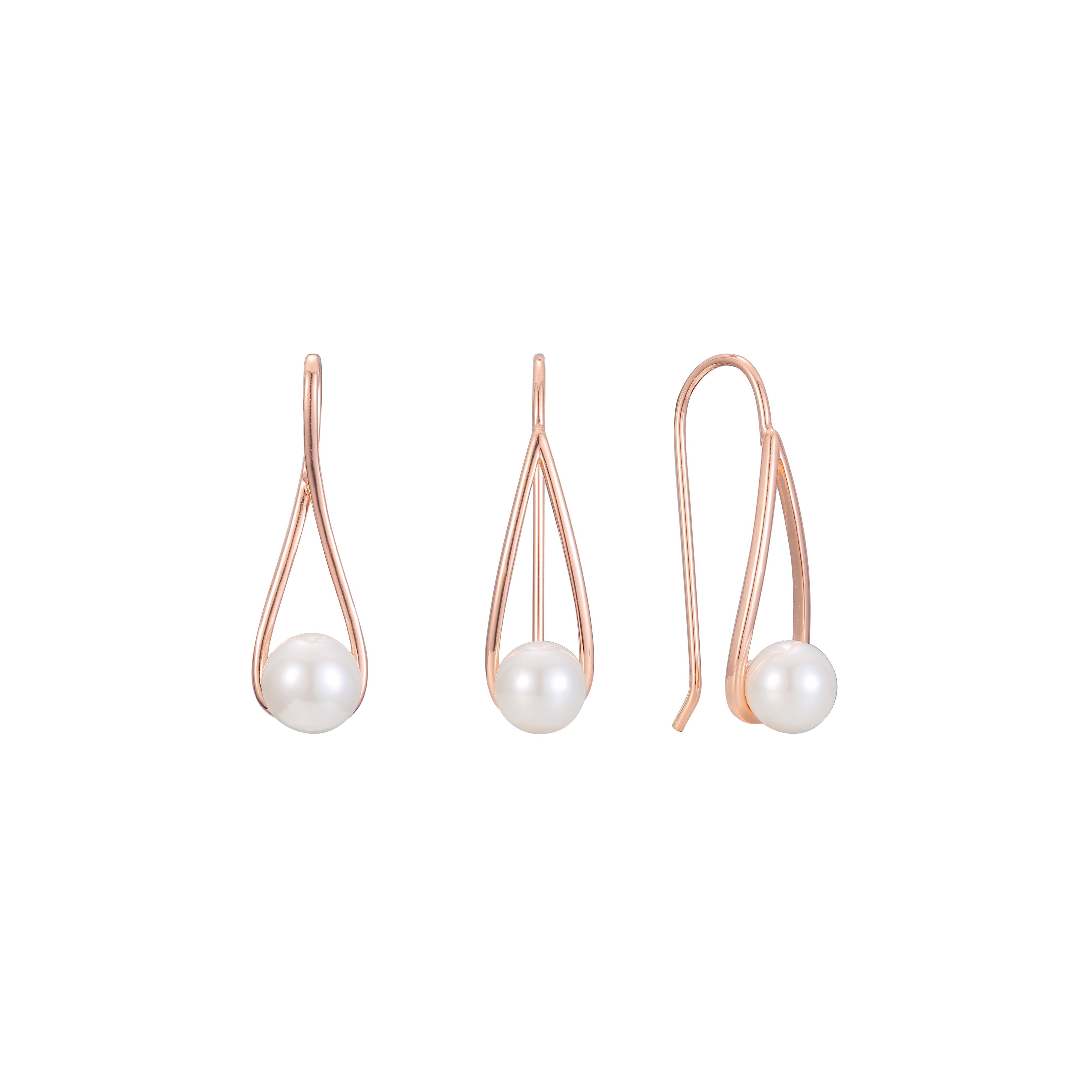 Juego de ganchos de alambre de perla de oro rosa
