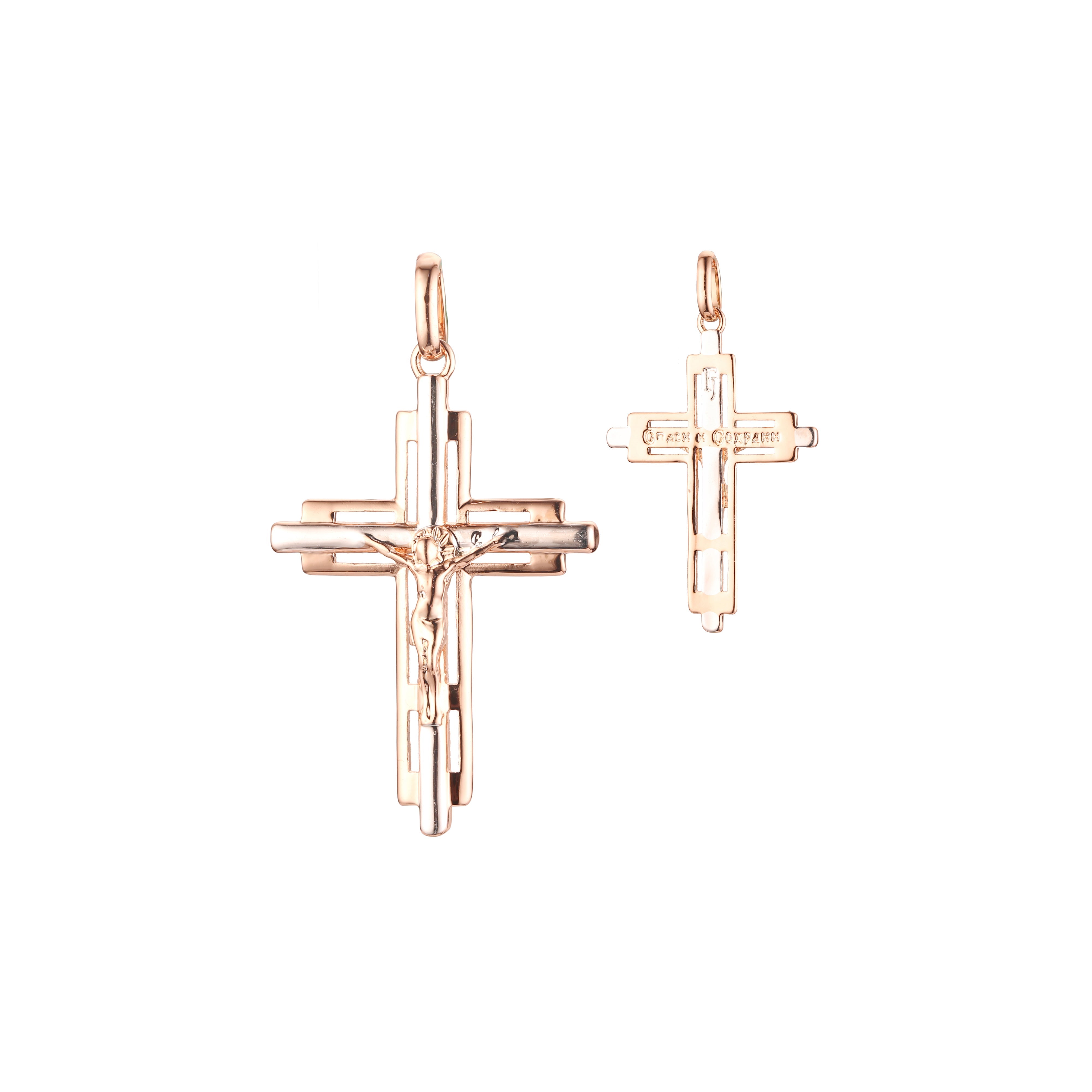 Eastern Orthodox Russian pendant in Rose Gold two tone, 14K Gold plating colors