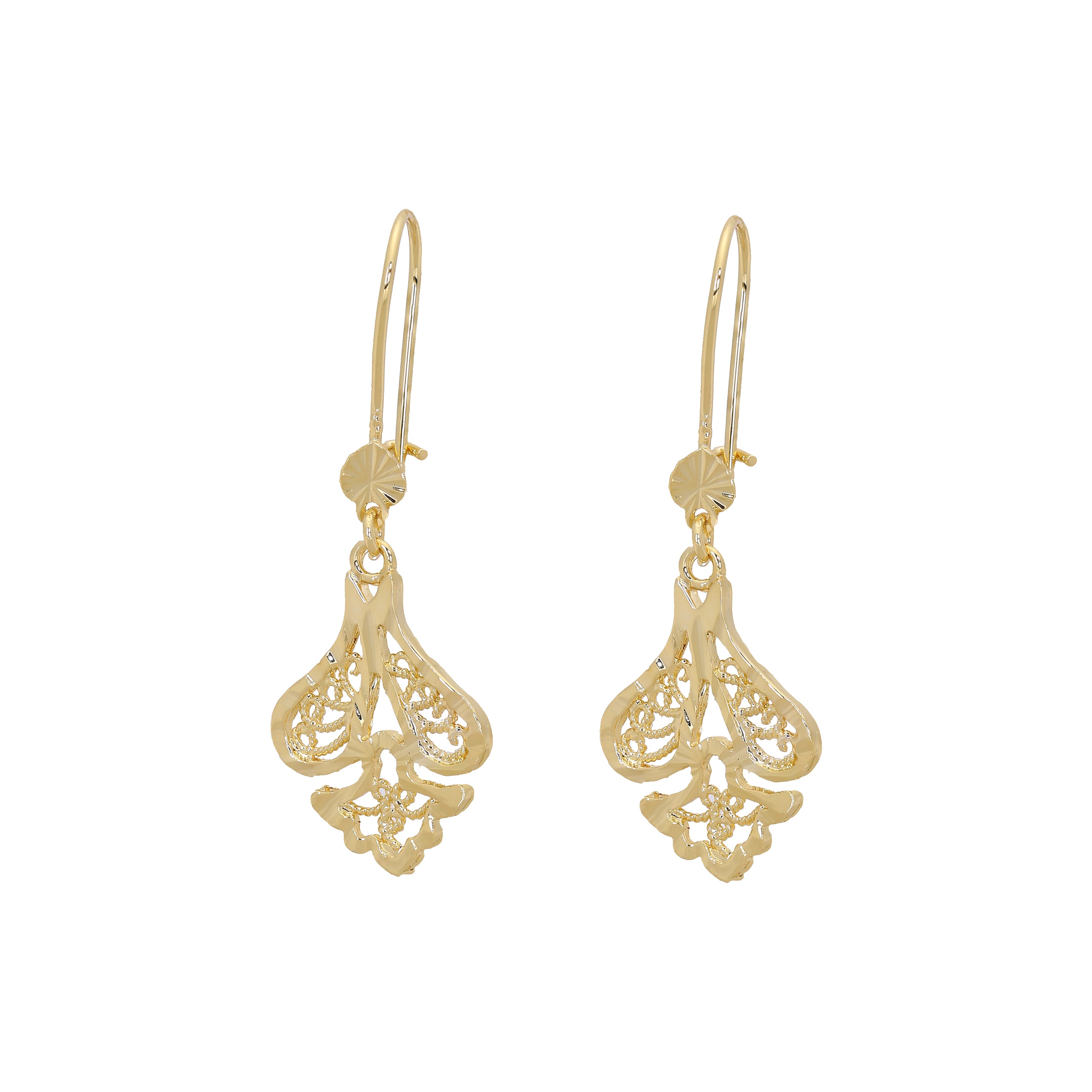 Aretes de Oro 14K con filigrana de gancho de alambre