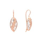 Elegantes pendientes de gancho de alambre en oro rosa, dos tonos