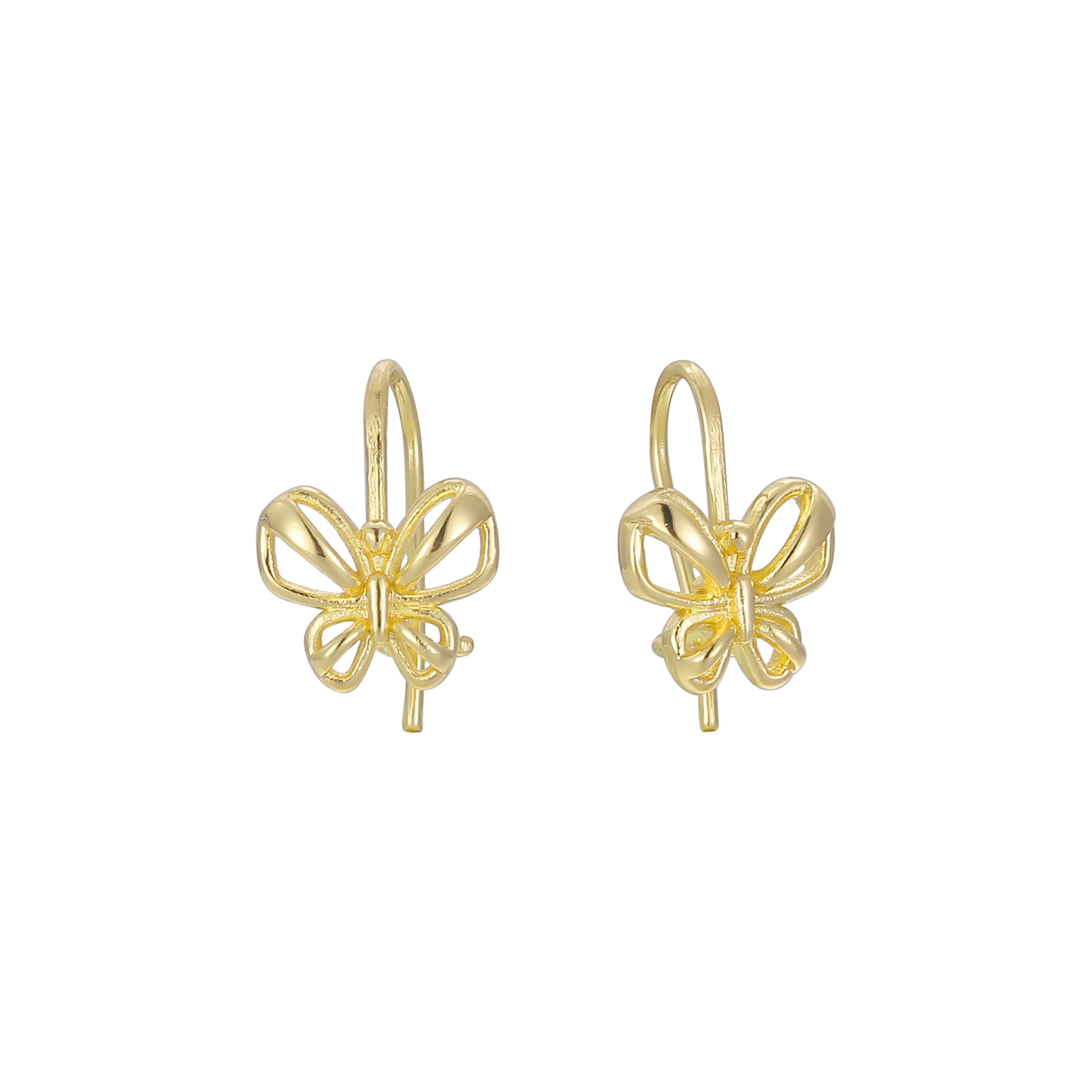Детские серьги-крючки Butterfly Wire из Жёлтое золото 585 пробы с покрытием из Красное золото 585 пробы