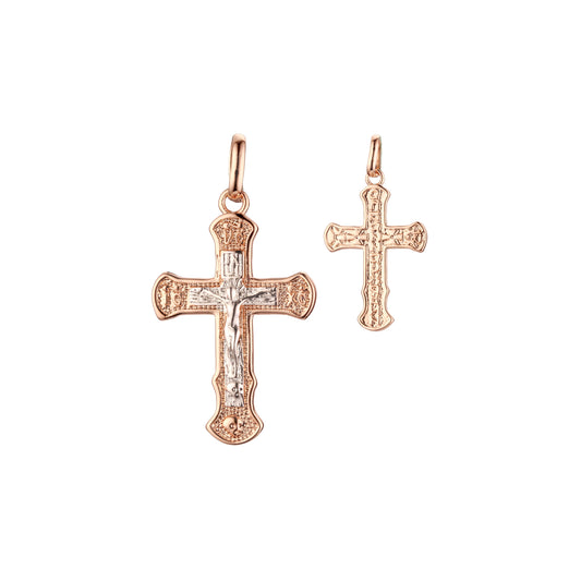 Eastern Orthodox Russian budded pendant in Rose Gold two tone, 14K Gold plating colors