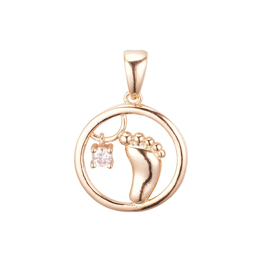 Pingente círculo de ouro 14K com pés