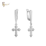 Pendientes Cruz en Oro de 14K, baño de Oro Rosa colores