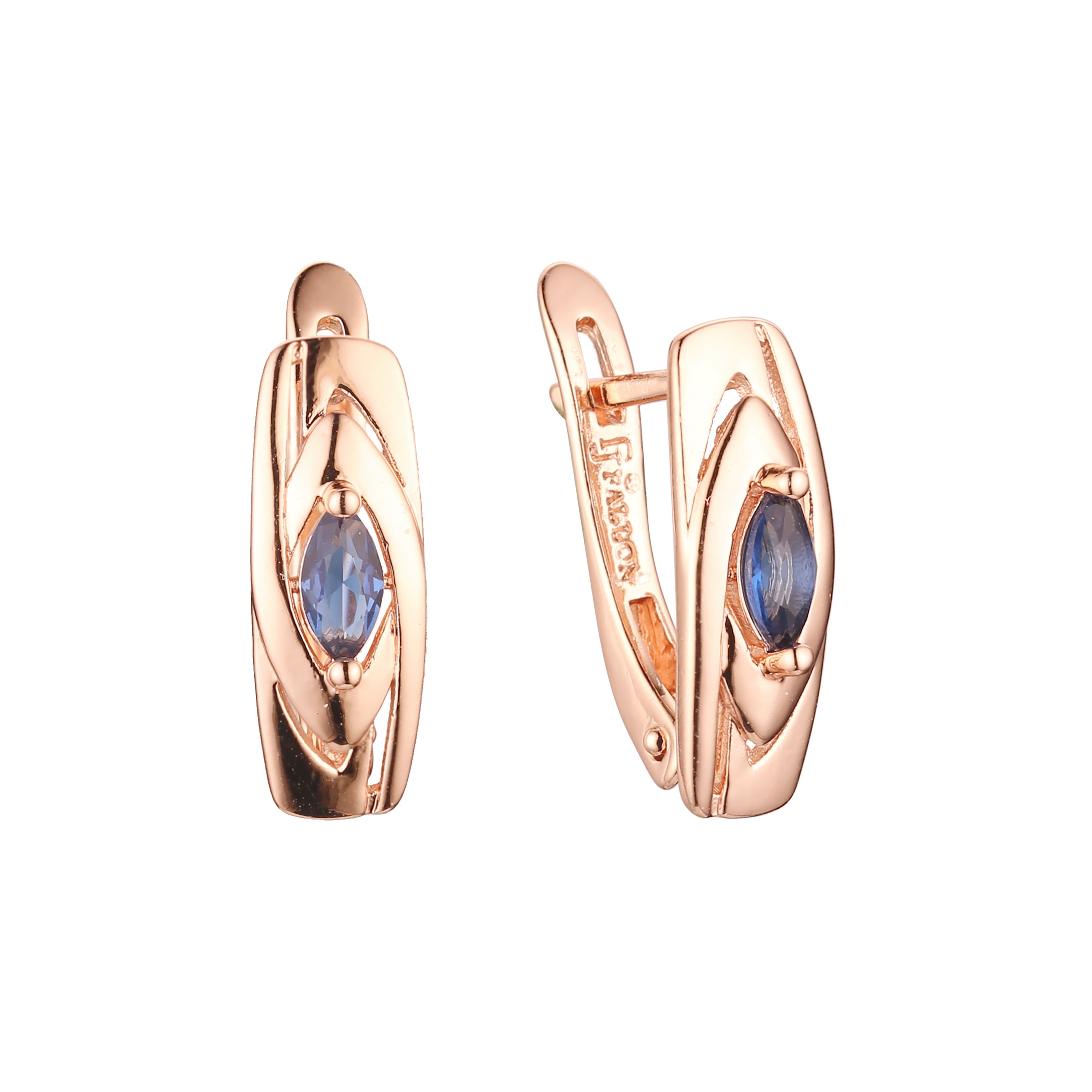 Серьги-клипсы Solitaire Marquise из розового золота, двухцветные
