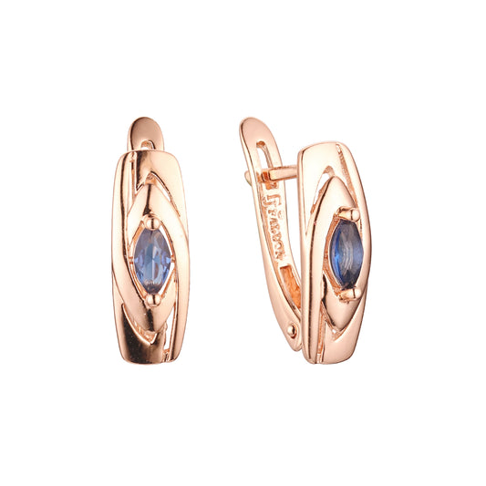 Серьги-клипсы Solitaire Marquise из розового золота, двухцветные
