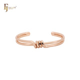 Pulseras de oro de 14 quilates, oro rosa y oro blanco con doble alambre trenzado