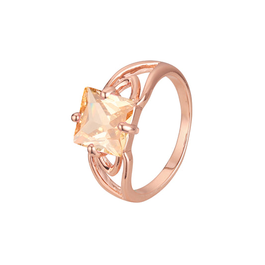 Solitario grandes piedras de colores talla esmeralda Oro Blanco, Anillos Oro Rosa