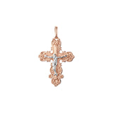 Eastern Orthodox Russian budded pendant in Rose Gold two tone, 14K Gold plating colors