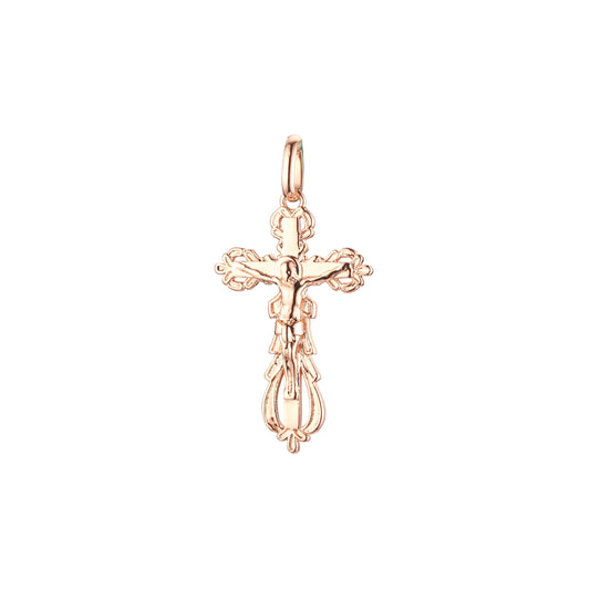 Eastern Orthodox Russian budded pendant in 14K Gold, Rose Gold & White Gold plating colors