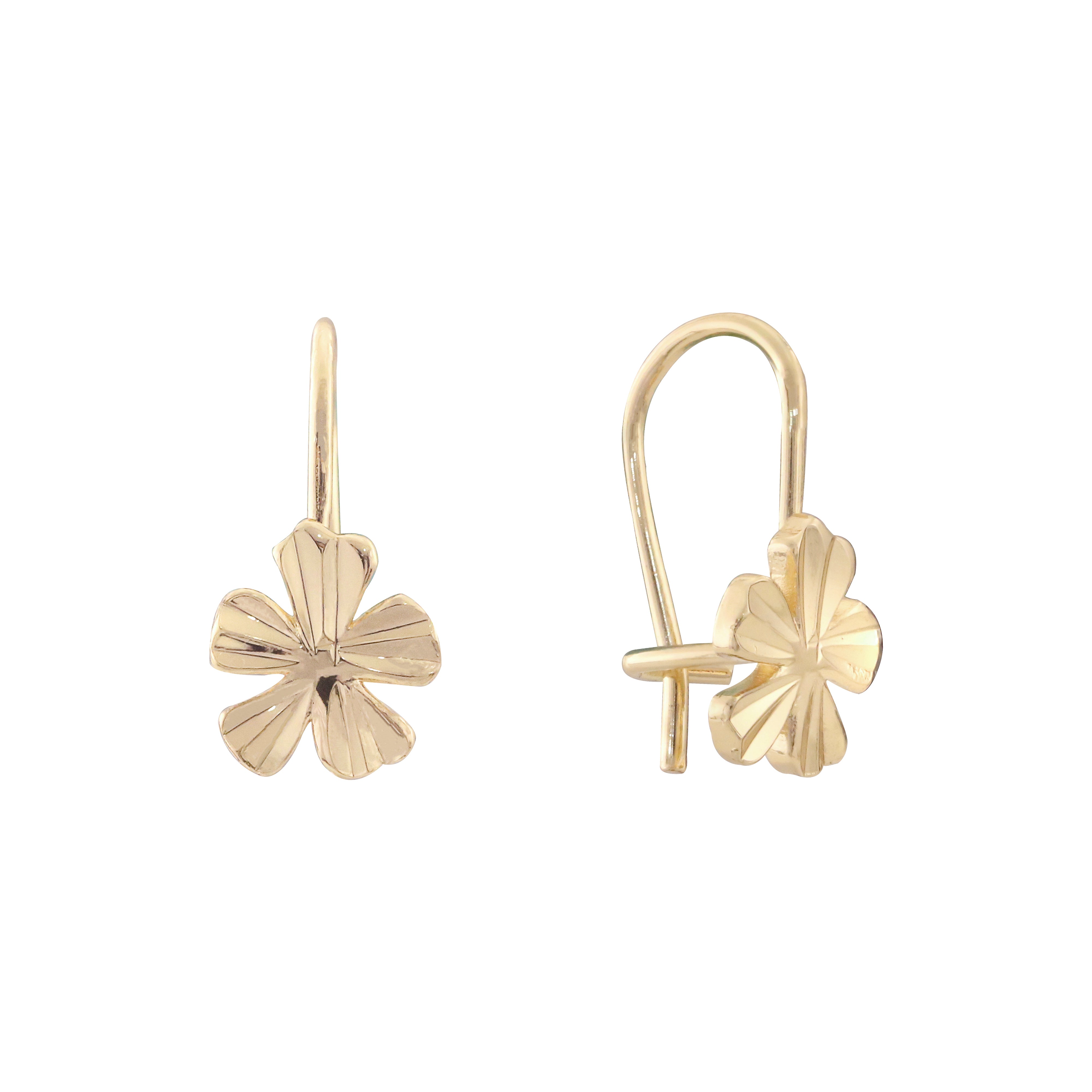 Pendientes de oro rosa y oro de 14 quilates con trébol de flor pequeña