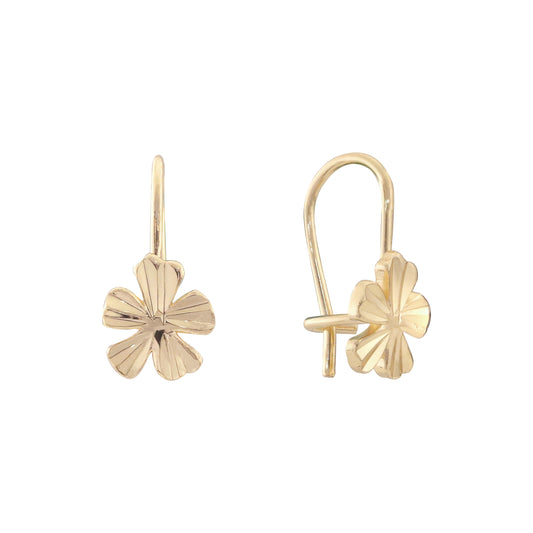 Pendientes de oro rosa y oro de 14 quilates con trébol de flor pequeña
