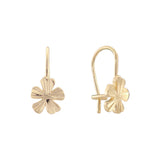 Pendientes de oro rosa y oro de 14 quilates con trébol de flor pequeña