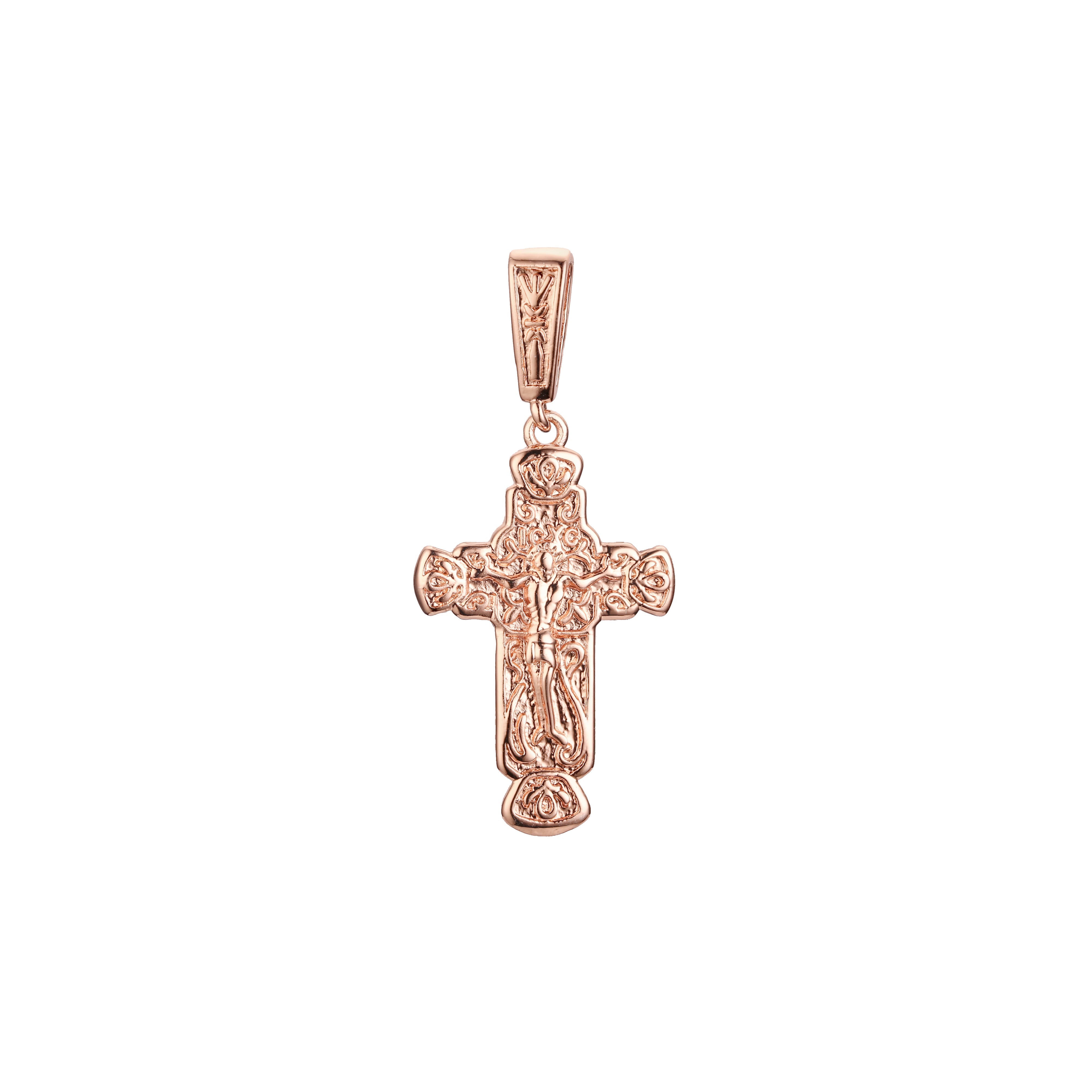Eastern Orthodox Russian budded pendant in Rose Gold two tone, 14K Gold plating colors