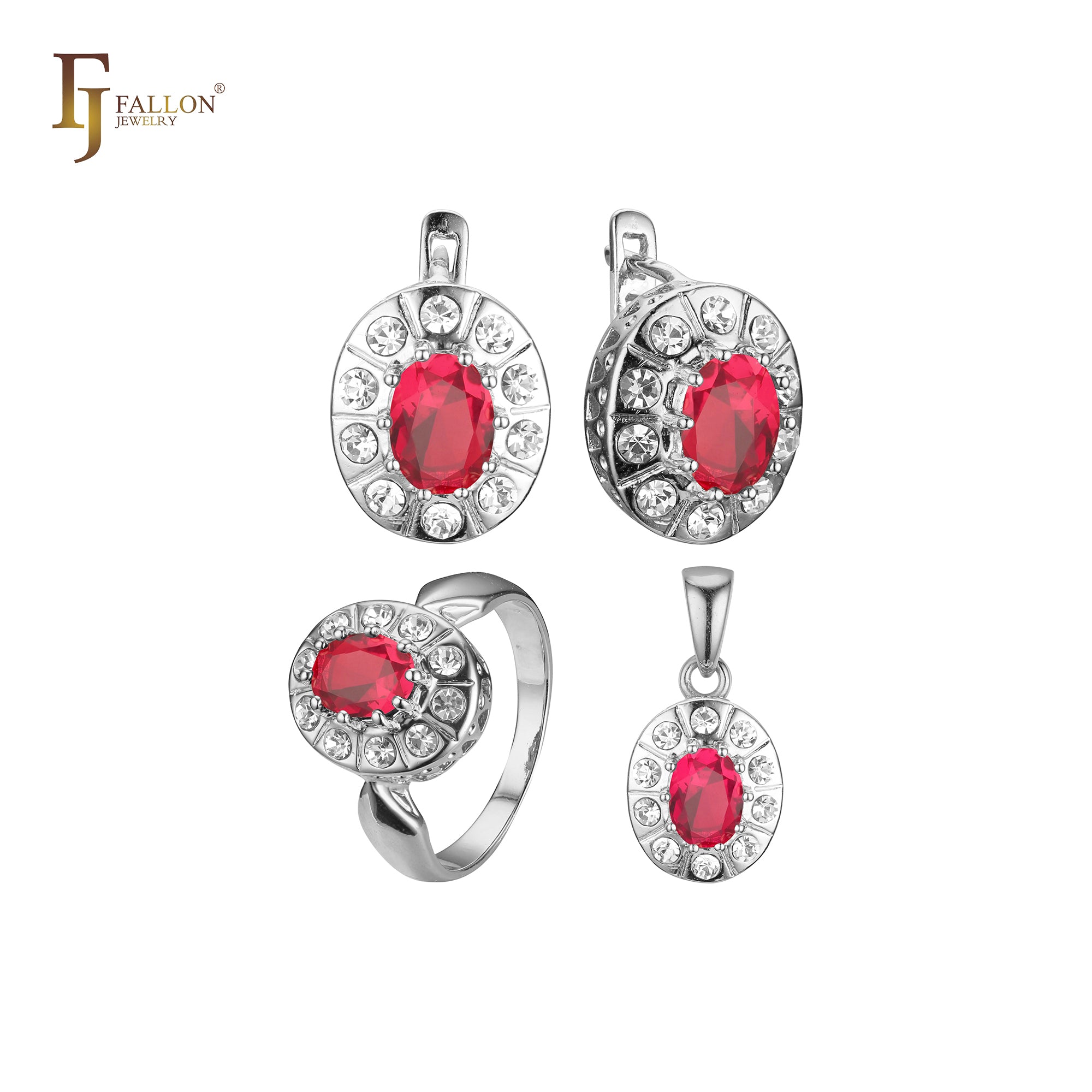 Conjunto Halo chapado en Oro Rosa, bicolor