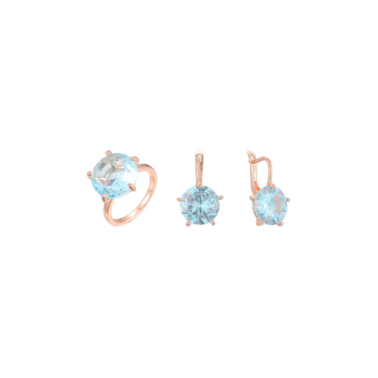 Juego de joyas de anillos de piedra de solitario gigante grande minimalista chapado en colores oro rosa