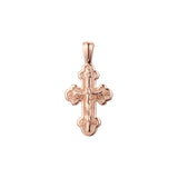 Orthodox cross budded pendant in Rose Gold two tone, 14K Gold plating colors