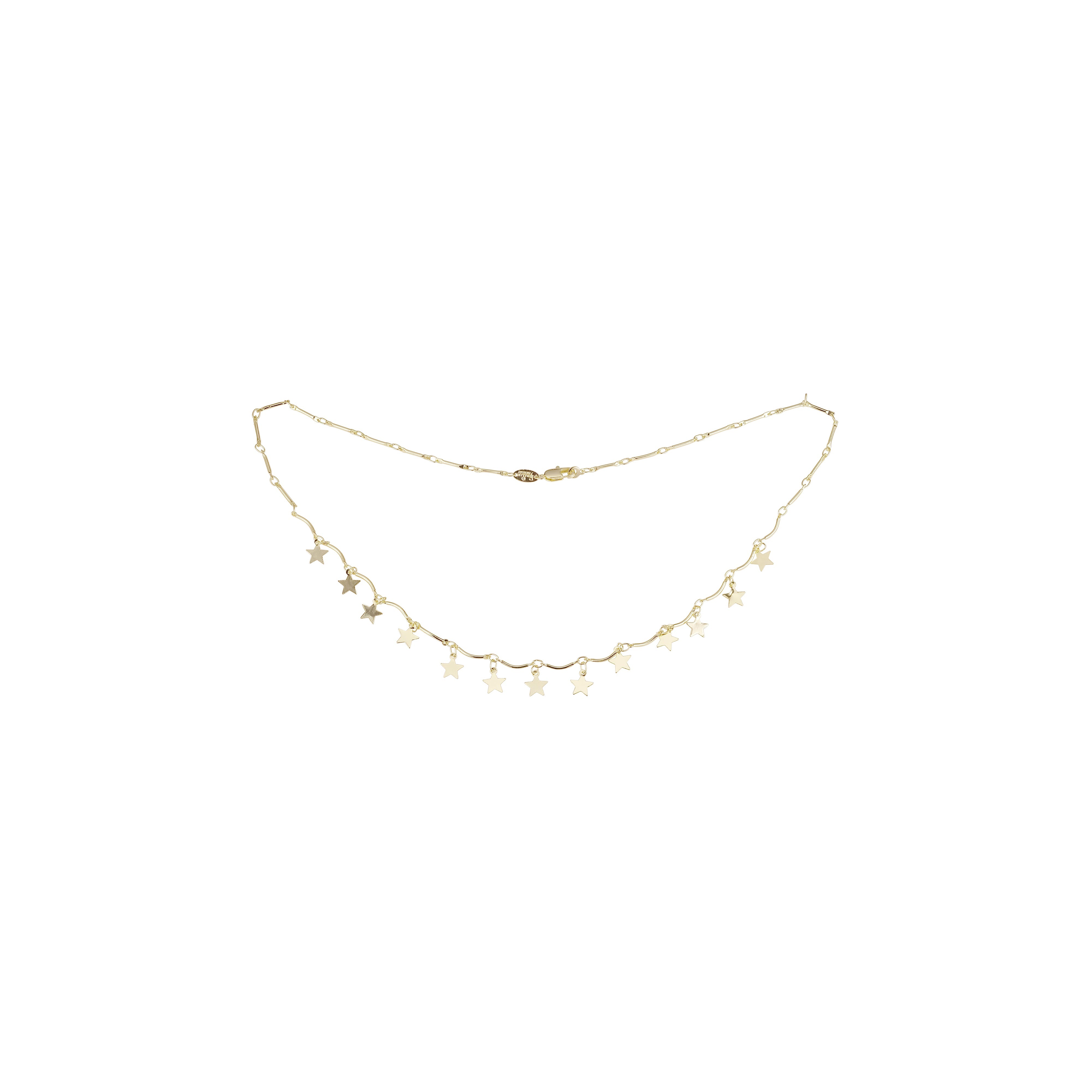Collar de eslabones de barra y estrellas bañado en Oro de 14K