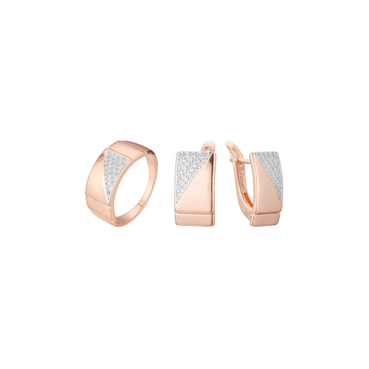 Conjunto de adoquines triangulares de dos tonos de oro rosa