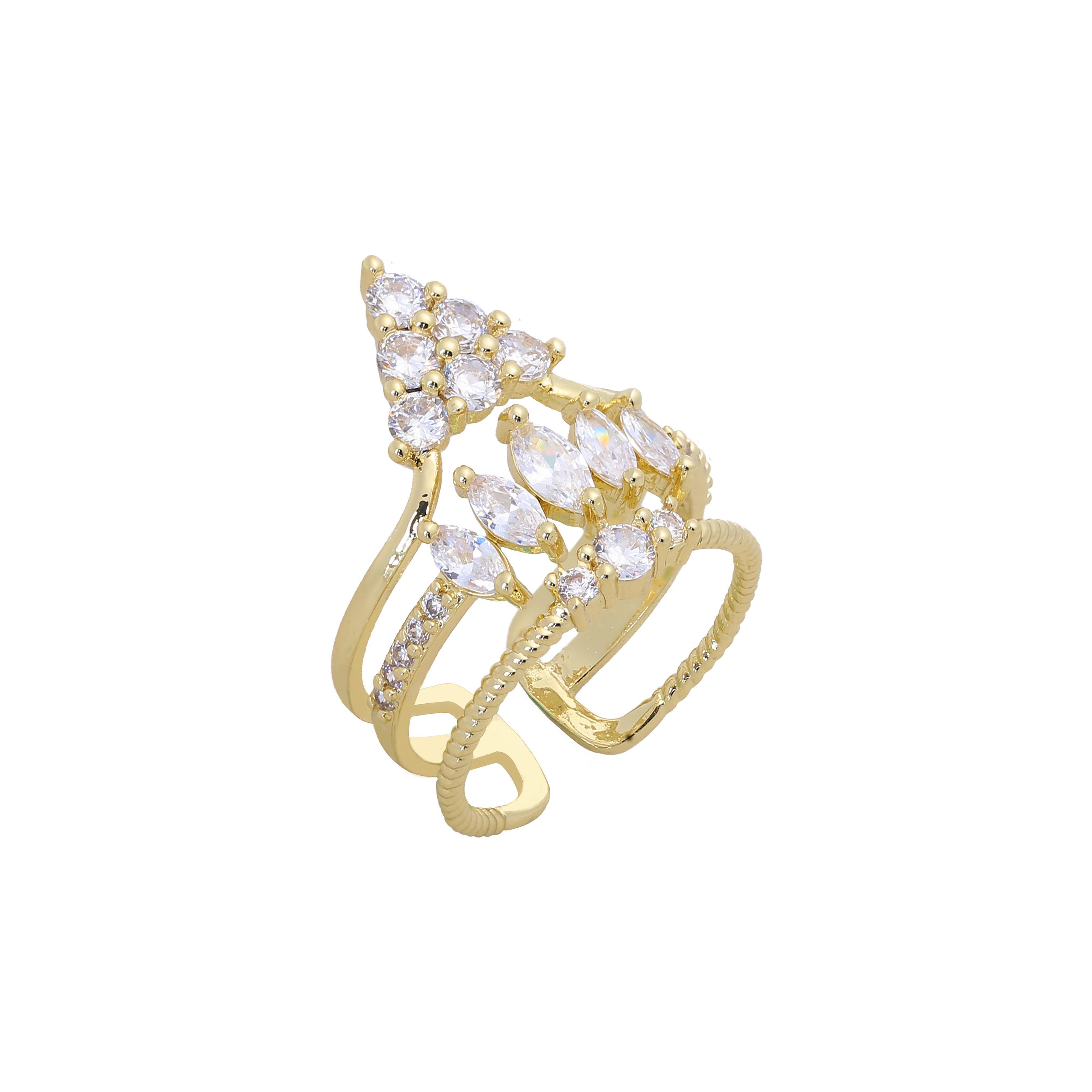 Anillos abiertos Trinity cluster en Oro de 14K, colores baño de Oro Rosa