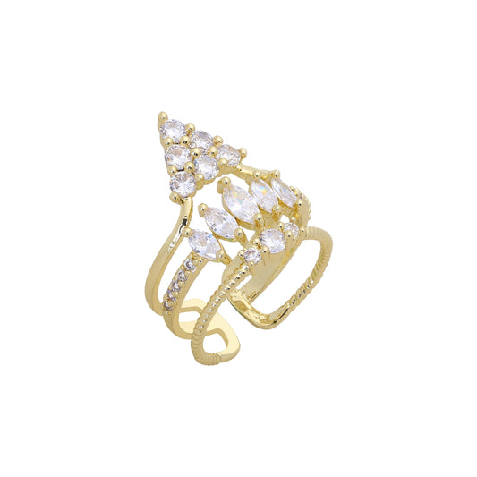 Anillos abiertos Trinity cluster en Oro de 14K, colores baño de Oro Rosa