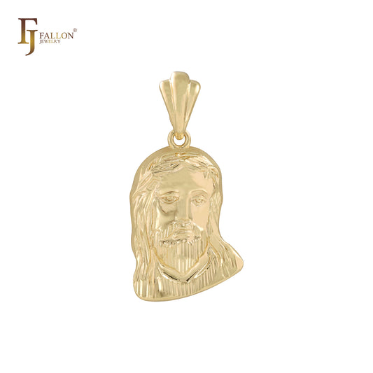 Pingente religioso com retrato de Jesus em ouro 14K