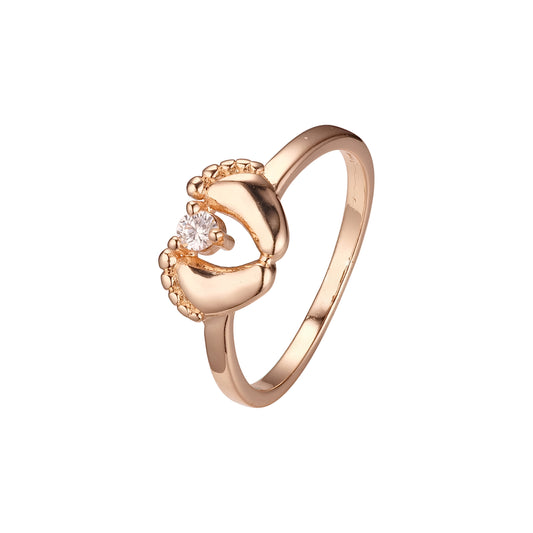Anillos solitarios de doble pie en oro rosa