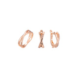 Juego doble entrecruzado con aros en Oro Rosa, baño bicolor