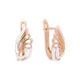 Angel's Wings 14K Gold, Rose Gold two tone Russian Lock earrings