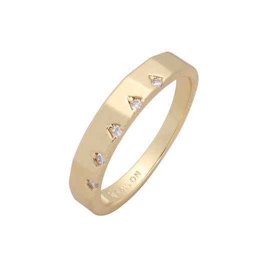 Anillo de bodas de oro rosa de 14 quilates con cinco circonitas blancas