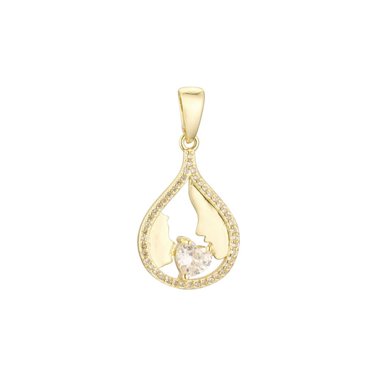 ローズゴールド、14K ゴールド、ツートーンメッキカラーの母と子のペンダント