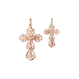 Eastern Orthodox Russian budded pendant in 14K Gold, Rose Gold & White Gold plating colors