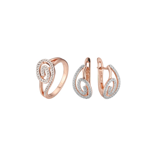 Conjunto de adoquines en espiral de dos tonos de oro rosa