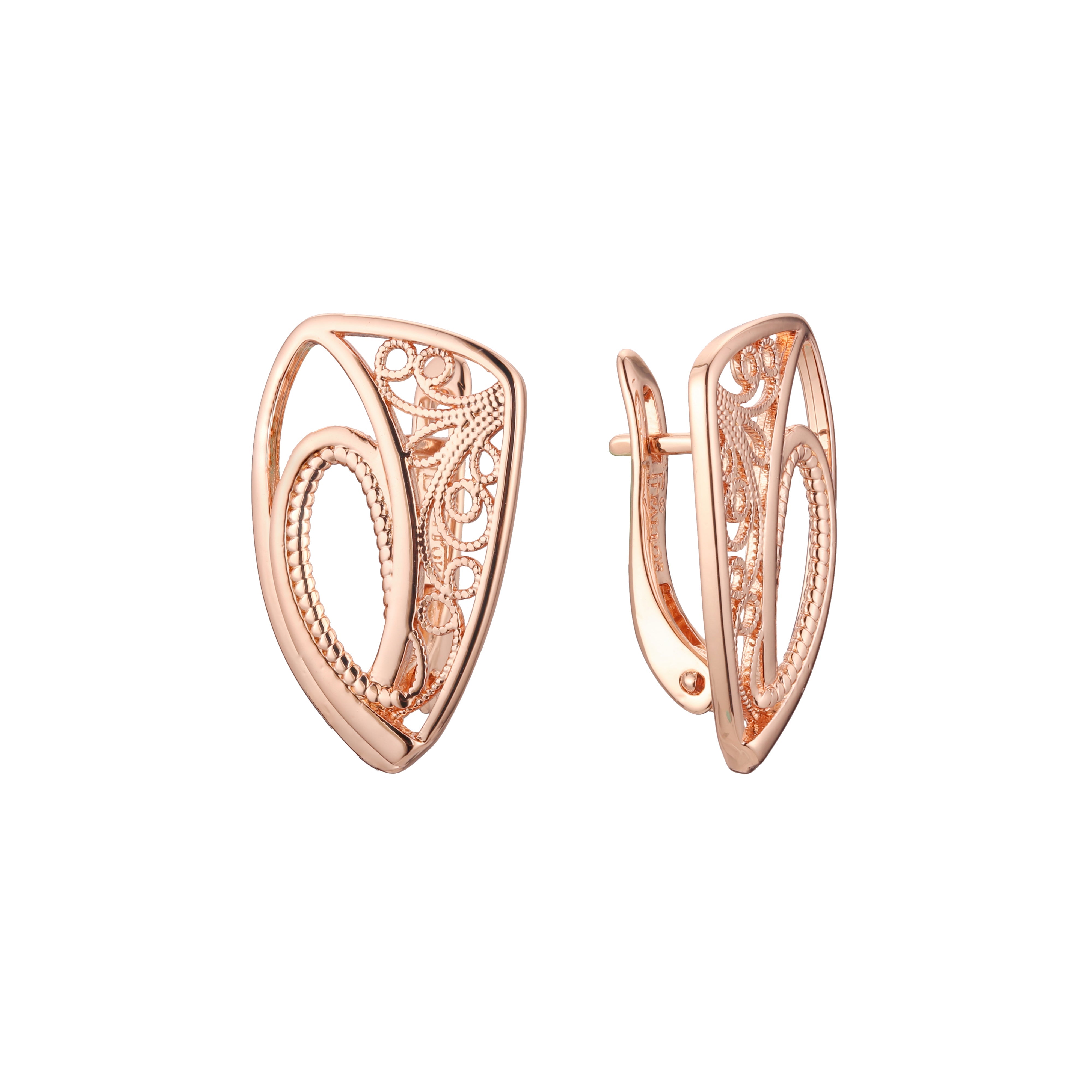 Pendientes de clip con filigrana Wave de Selina en oro rosa de 14 quilates