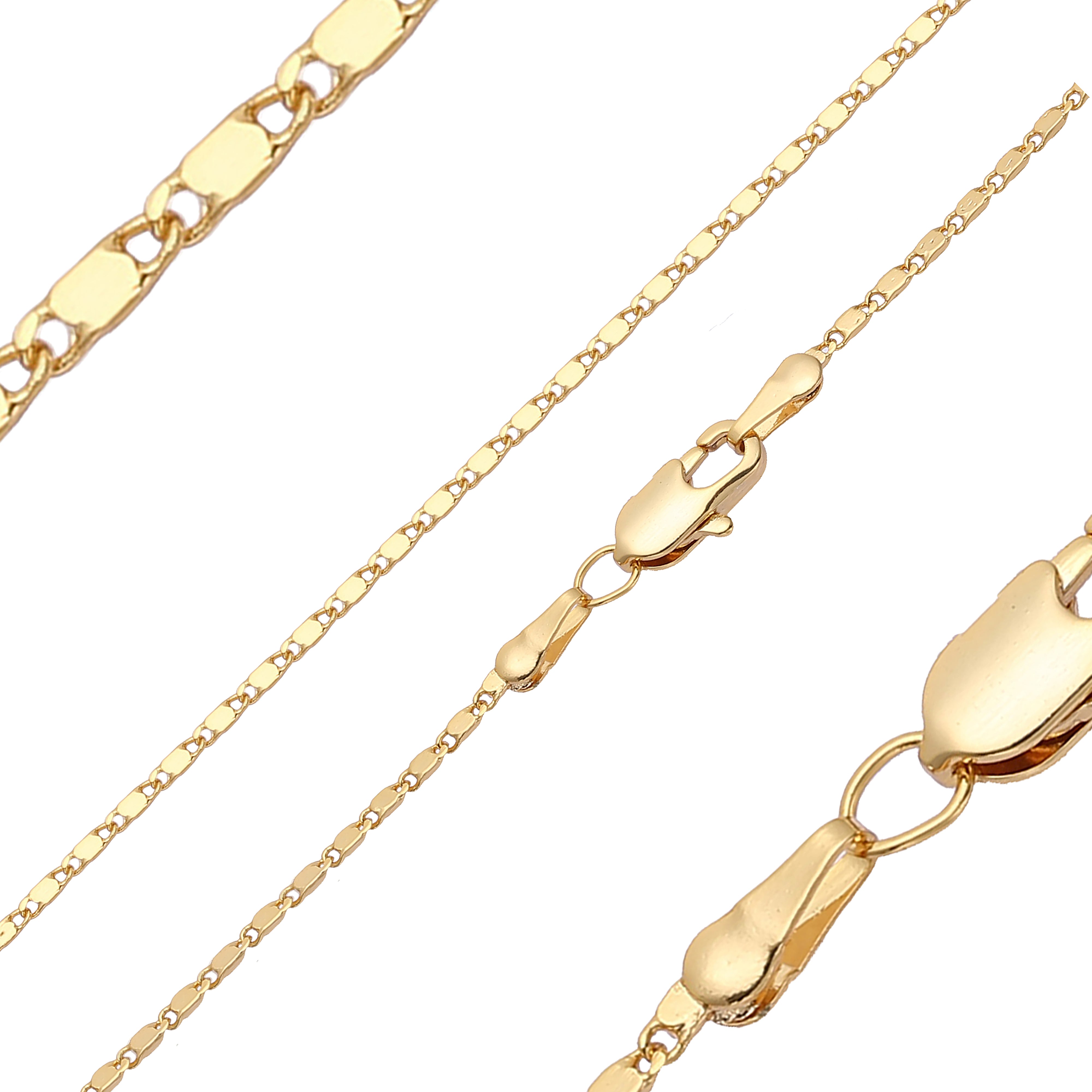 Cadenas finas pulidas con eslabones de caracol macizos chapadas en Oro 14K, oro rosa