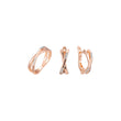 Juego doble entrecruzado con aros en Oro Rosa, baño bicolor