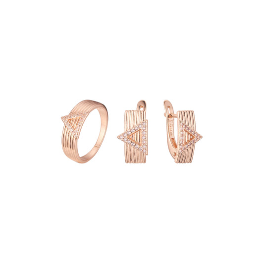 Conjunto triangular de oro rosa en seis cintas