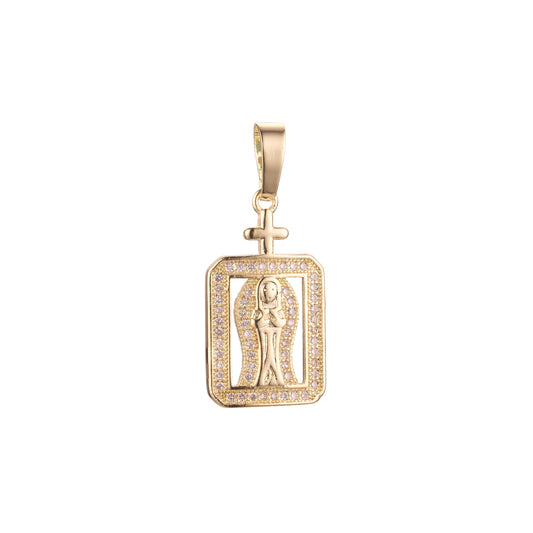 Pingente Cruz com Virgem Maria de Guadalupe banhado em ouro 14K
